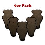 5 Gehörnbretter Rehwild Eiche dunkel, rund 