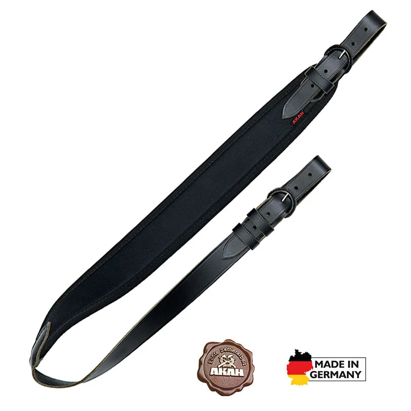AKAH Gewehrriemen Leder + Neopren schwarz