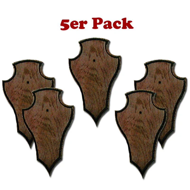 5 Gehörnbretter Rehwild Eiche dunkel, spitz