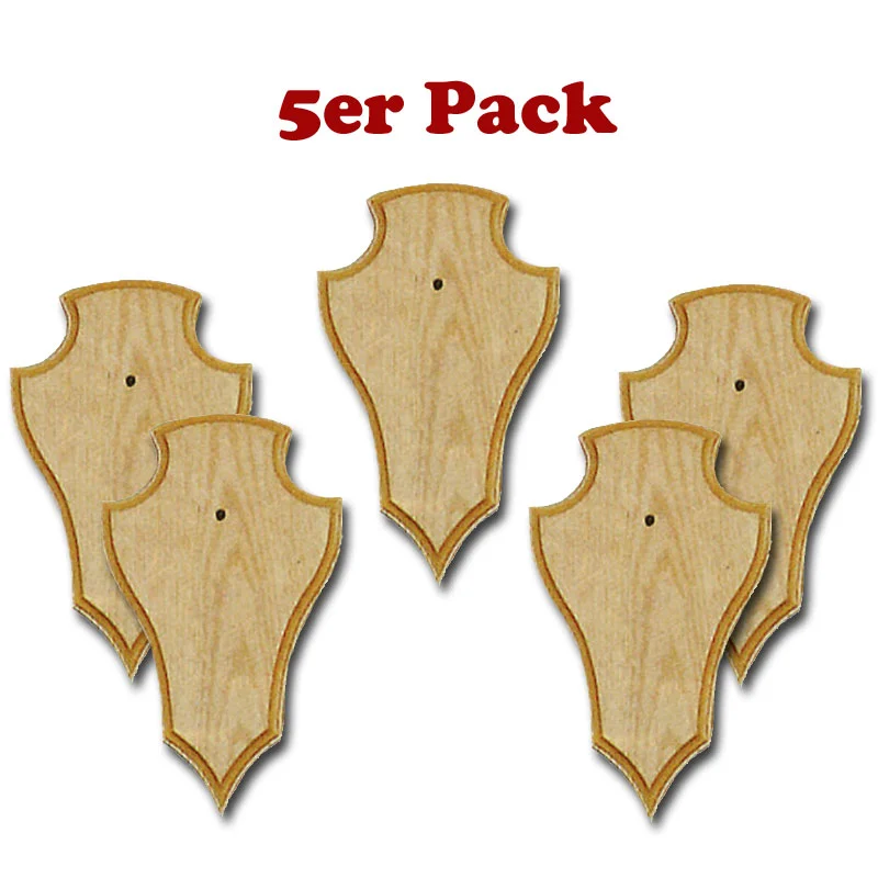 5 Gehörnbretter Rehwild Eiche hell, spitz