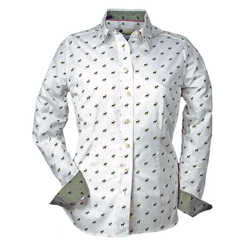 Skogen Bluse weiss mit Hirsch-Motiven
