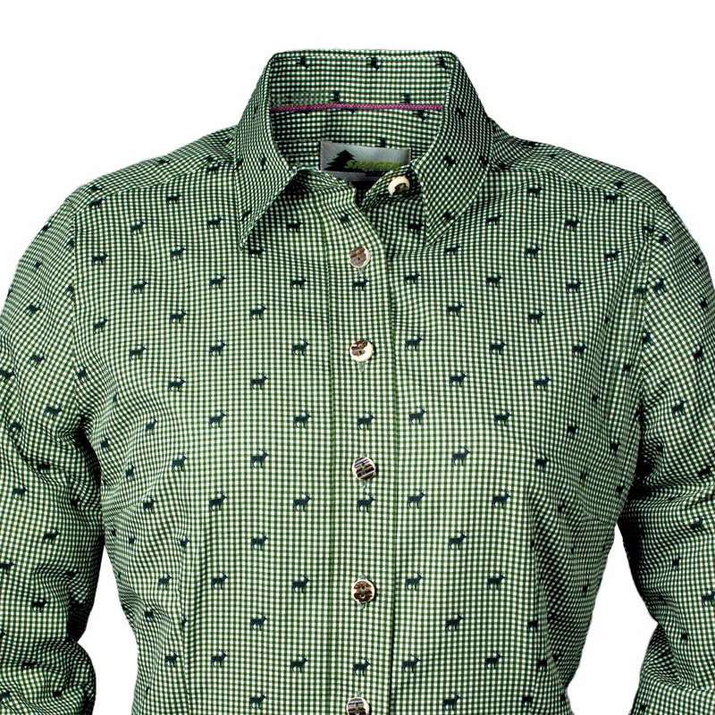 Skogen Bluse grün kariert mit Hirsch-Motiven